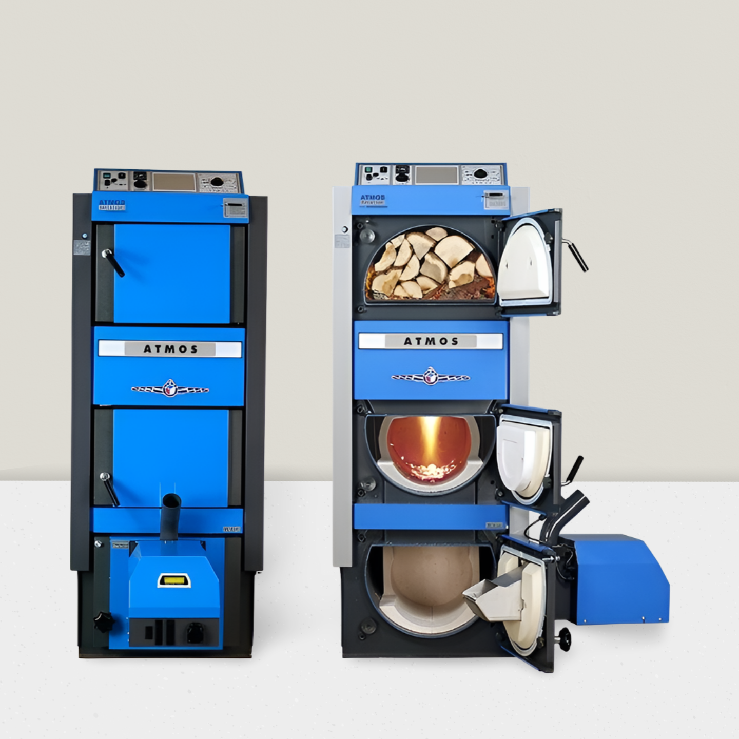 Kombikessel 19 - 30 kW GSP von ATMOS für Holz und Pellets