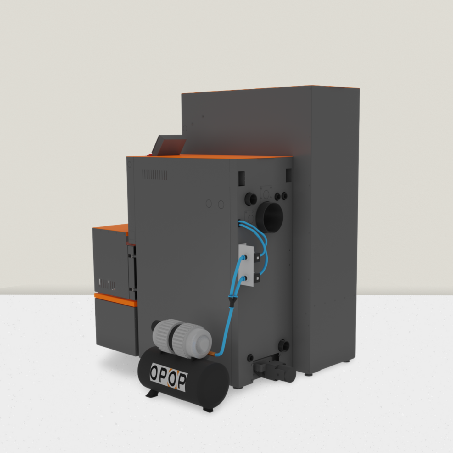 Mini Biopel Pelletheizung mit Reinigungssystem, Kompressor und Automatisches Ascheentfernungs System